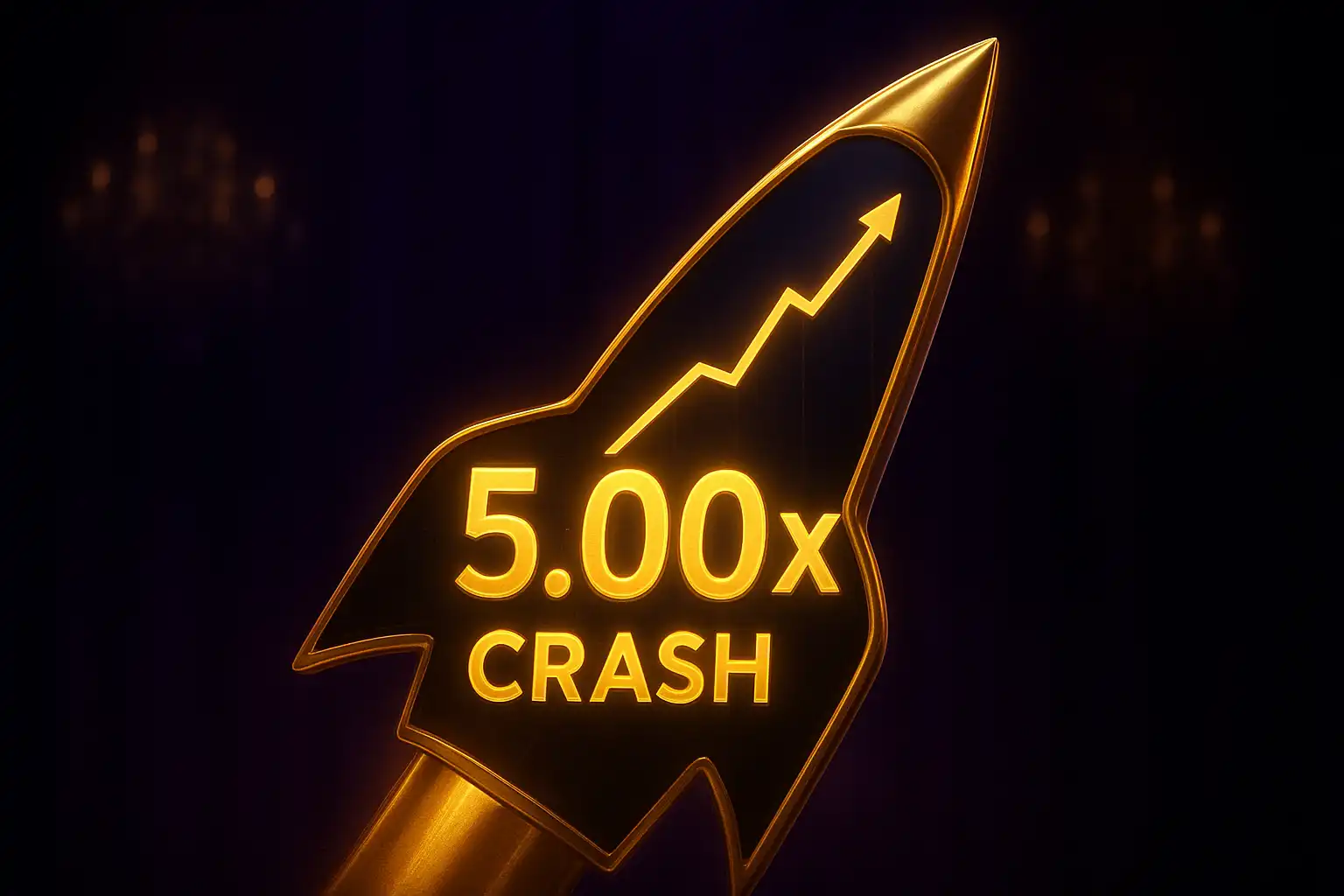 A stylised rocket climbing a multiplier curve on an elegant crash game screen surrounded by velvet seating and gold trim in a royal casino lounge